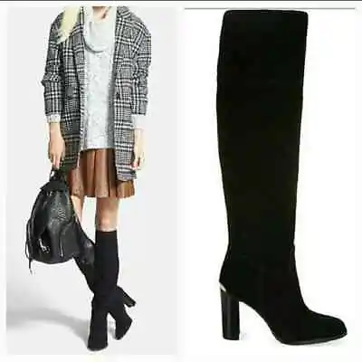 Michael Kors Women's Regina Black Suede Platform Heeled Boots Size 6 • $65