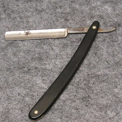 Midget 5-7/8  Straight Razor Black Celluloid Handles 7/16  Wide Blade Antique • $24.99