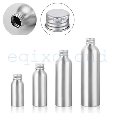 Refillable 30ml 50ml 120ml 150ml Empty Silver Aluminum Bottle With Screw Cap • £4.45