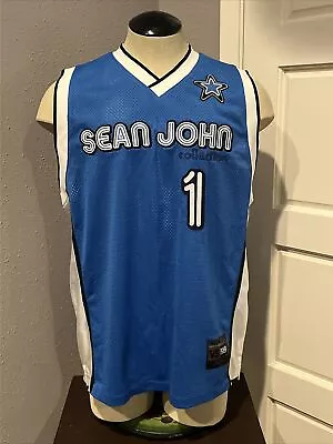 Sean John Basketball Jersey Victory Series Men's Size Large 1969 Blue White • $49.99