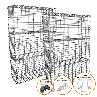 Gabion Baskets Outdoor Cages Stone Wire Mesh Planter / 100 X 50 X 30cm / 6 Pack • £179.99