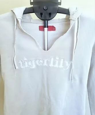 Tigerlily Womens Hoodie Size 8 VNeck Soft Comfy Casual Stretch Jumper Grey Cream • $24.95