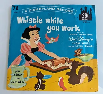 1962 Walt Disney Whistle While You Work Snow White 7  Disneyland Record 45 RPM • $12.25