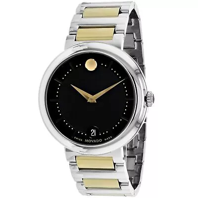 Movado Men's Concerto Quartz Black Dial Two Tone Analog Wrist Watch 606588 • $806.01