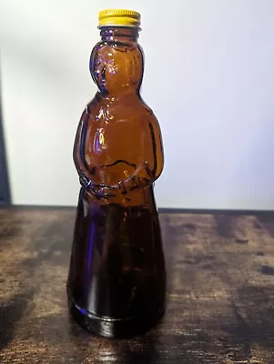 Vintage 60s MRS. BUTTERWORTH'S Syrup 24oz Amber Glass Bottle 10  Metal Cap 4300 • $10