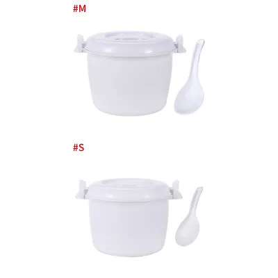 US Portable Microwave Rice Cooker Paddle Steamer Pot Lunch Box Handle Lids Spoon • $13.94