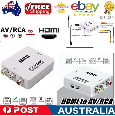 3RCA AV Composite Video To HDMI Converter & HDMI To RCA For TV PC  Xbox One Aus • $14.99