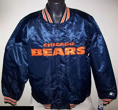 CHICAGO BEARS Throw Back STARTER Jacket BLUE S M L XL 2X 1946 BEARS FRANCHISE • $105.99