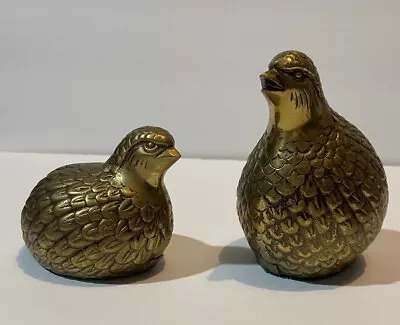 Vintage MCM Brass Quail Partridge Figurines Lot Of 2 Made In Japan • $29.99
