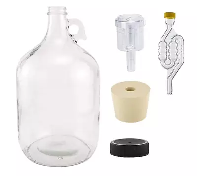 Glass Fermenting Jug Carboy Fermenter Home Wine Beer Making Gallon Bottle Clear • $24.69