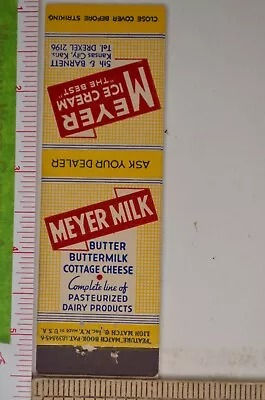 Vintage Matchbook Cover Meyer Milk Butter Ice Cream Kansas City MO Dairy Mc1 • $5.99