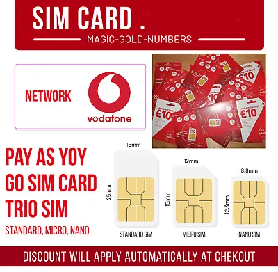 Vodafone Sim Card GREAT PRICE Only 99p Free 1st Class Post • £0.99