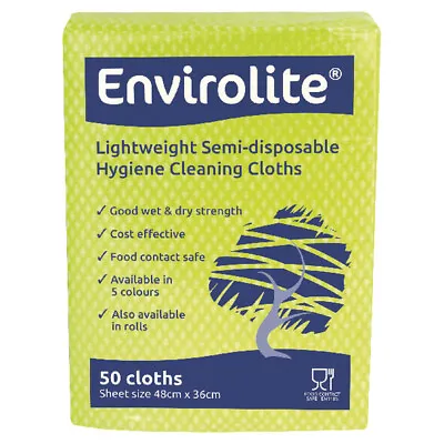 £18.79 • Buy Envirolite Lightweight 480x360mm Yellow All Purpose Cloths ELF500 Pack Of 10