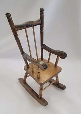 Vintage Doll Wood Arm Chair High Spindle Back 11  X 4.5  X 6   • $25.99