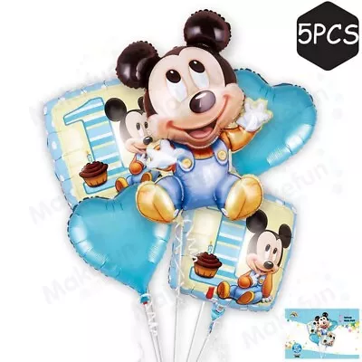 5PCS Disney Mickey Mouse Baby Shower BALLOONS HELIUM Foil Balloon PARTY • $12.50