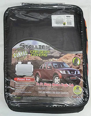 Charcoal Full Car Pack Poly Canvas Seat Covers For Nissan Navara 97-05 • $69