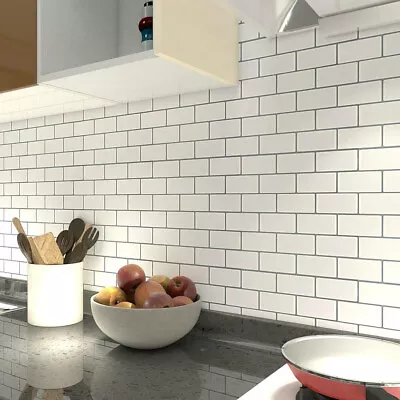 £8.83 • Buy 1-10 X Self Adhesive Wall Tile Peel And Stick Subway Brick Tiles Mosaic Stickers