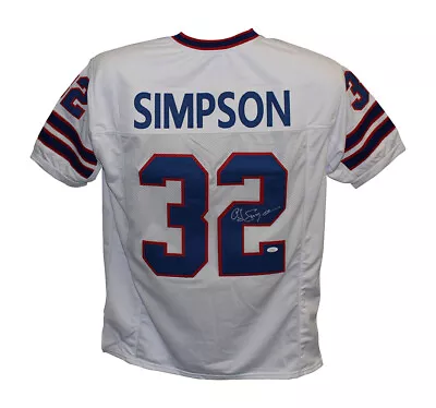 O.J. Simpson Autographed/Signed Pro Style White XL Jersey JSA 30371 • $169.99
