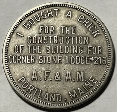 (Circa 1911) Silver Freemason Token For Masonic Lodge #216 Portland Maine • $50
