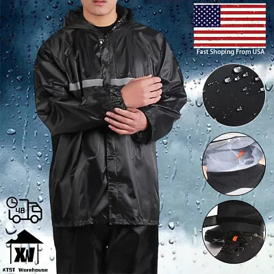 US Rain Suit For Men Women Jackets Pant Gear Raincoat Waterproof Motorcycle Wear • $22.79