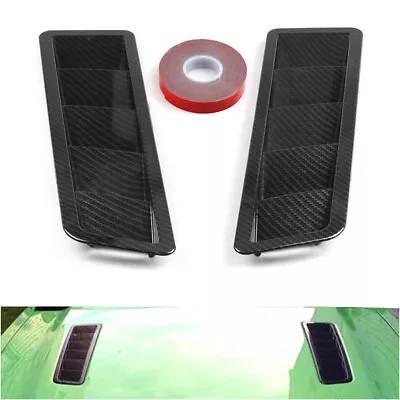 2Pc Car Hood Vent Louver Scoop Cover Carbon Fiber Air Flow Intake Cooling Panel • $28.20