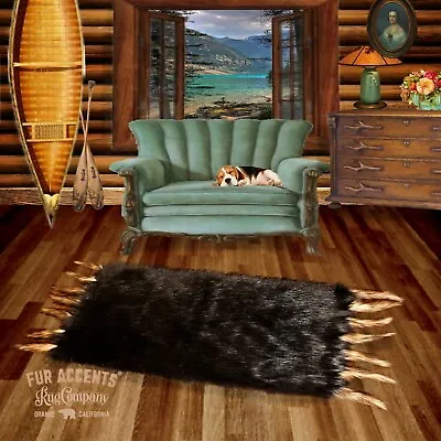 $359.99 • Buy Brown Buffalo Rug - Bearskin Rectangle Faux Fur Area Rug With Wolf Tails 