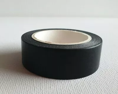 SOLID BLACK Washi Tape 15mm X 10M Journal Masking Adhesive Craft Decorative Bujo • $5.50