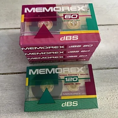 Lot Of 4 New Memorex 60 DBS 1 X 120 DBS Cassette Recording Tapes FACTORY SEALED • $14.99