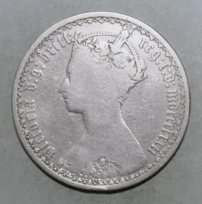 S3 - Great Britain 1 Florin 1872 Fine + Silver Coin - Queen Victoria *** Scarcer • $63.77