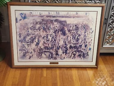 Leroy Neiman Signed New York Stock Exchange Lithograph 1977 With Oak Frame  • $19.99