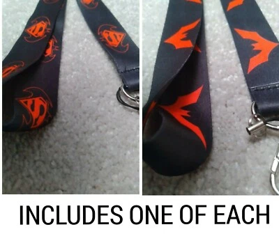 $12.56 • Buy 2x Batman Superman Design Lanyard Keychain ID Holder Key Holder New Without Tags