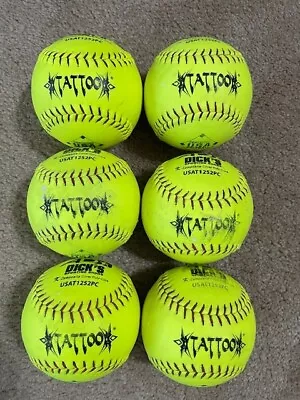 Dicks A.D. Starr Tattoo Used Slow Pitch Softballs ASA/USA 12 Inch 6-Pack • $25