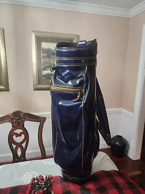 Vintage Used Titleist Blue 2-Tone Brown Golf Club Bag W Gold Piping • $49.99