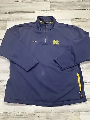 Vintage Nike Michigan Wolverines Sweatshirt Men's Sz 2XL 1/4 Zip Pullover Swoosh • $19.99