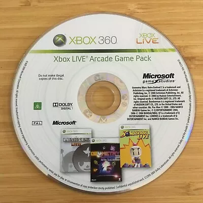 Xbox Live Arcade Game Pack (Bomberman Live + Geometry Wars 2 + Lumines Live) 360 • $16.95