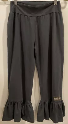 Women's Size M Gray Big Ruffle Matilda Jane Pants Cropped • $24.95
