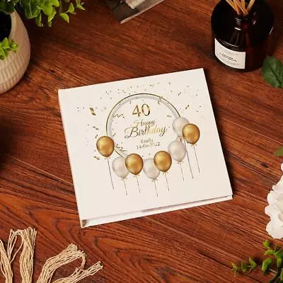 Personalised 40th Birthday Photo Album Gift With Gold Balloons UV-944 • £16.99