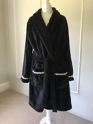 £15 • Buy DKNY Black Super Soft Velour Dressing Gown Size Small New Without Tags