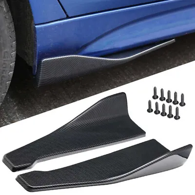 2PC/48CM Universal Carbon Fiber Rear Bumper Lip Aprons Spats Splitter Side Skirt • $22.99