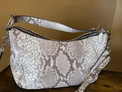 Michael Kors Brown Snake Skin Python Print Hobo Shoulder Handbag Brown White EUC • $49.97