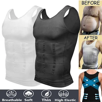 Mens Body Shaper Belly Chest Compression Shirt Slimming Tank Top Abs Girdle Vest • $12.79