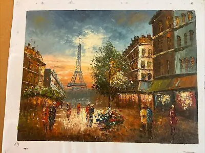 Vintage Original  Oil Painting On Canvas 12  X 16   Paris • $14.23