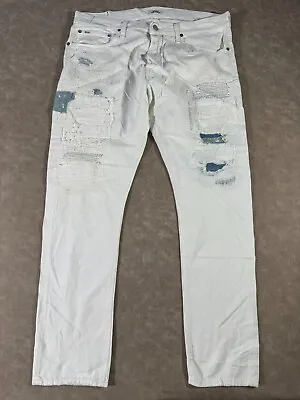 Ralph Lauren Mens Distressed Denim Jeans Sullivan Slim White Size 36/32 • $59.99