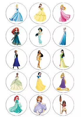 £3.49 • Buy Disney Princess 15 X Edible Cupcake Toppers Decorations Wafer/icing Sheet