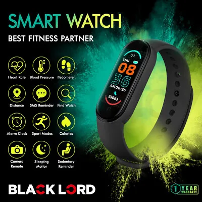 BLACK LORD Bluetooth Smart Bracelet Heart Rate Monitor Smart Watch Pedometer • $14.95