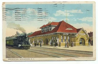 Middletown NY Erie Railroad Train Station 1920s Postcard New York • $3.99