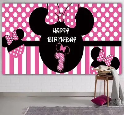 Minnie 1st Birthday Backdrop Minnie 1st Birthday Banner Party Supplies Minnie... • $22.81