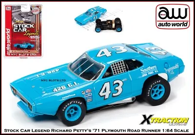 Auto World Stock Car Legend Richard Petty Plymouth Road Runner Fits AW SC355 • $27.95