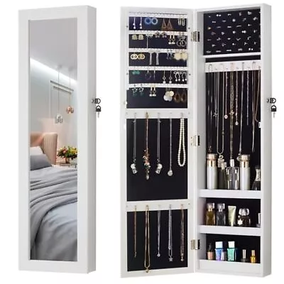  Jewelry Mirror Armoire Cabinet Wall Mount/Over The Door White+Concave Frame • $119.95
