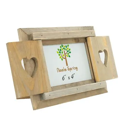 £7.99 • Buy Wooden Shabby Chic Rustic Driftwood Hearts Freestanding Picture Frame-6x4 